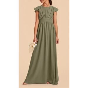 NWT Birdy grey Celine Junior Bridesmaid Dress juniors sz XL moss green chiffon